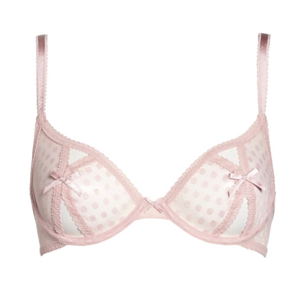 Sam Edelman Rose Pink Mesh Dot Peek A Boo Bra 34 C - Picture 5 of 7